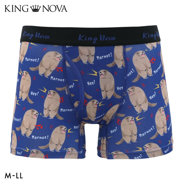 キングノバ マーモット柄 ボクサーパンツ メンズ 前あき M L LL ストレッチ プリント 大きいサイズ 贈り物 ギフト KING NOVA