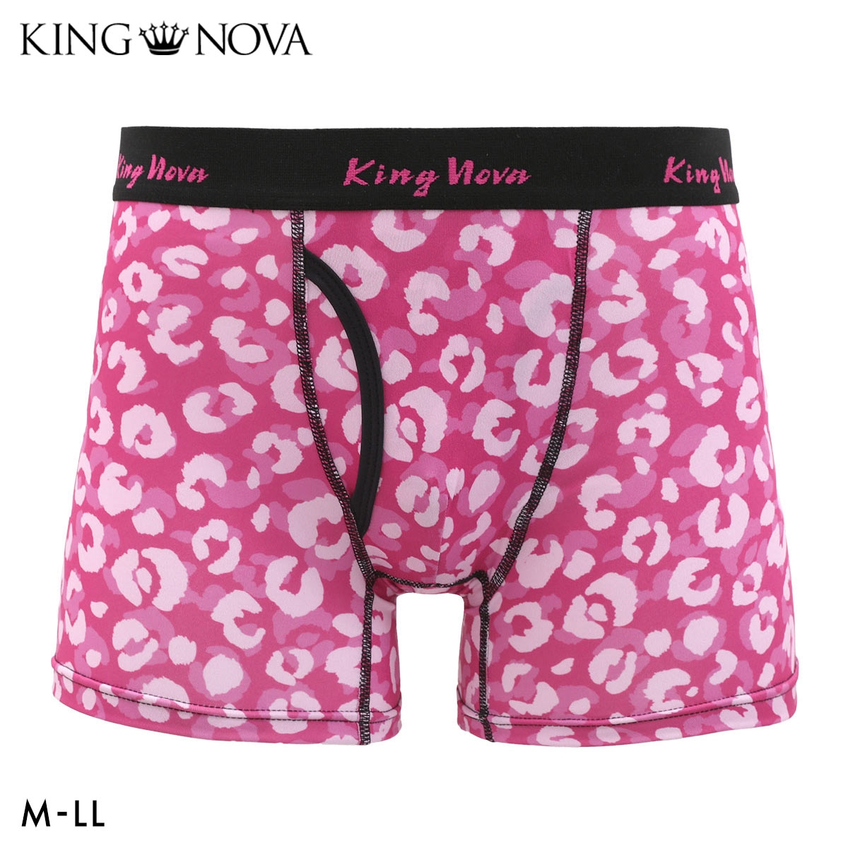 キングノバ ヒョウ柄 ボクサーパンツ メンズ 前あき  M L LL ストレッチ プリント 大きいサイズ 贈り物 ギフト KING NOVA(LEO-ヒョウ-M)