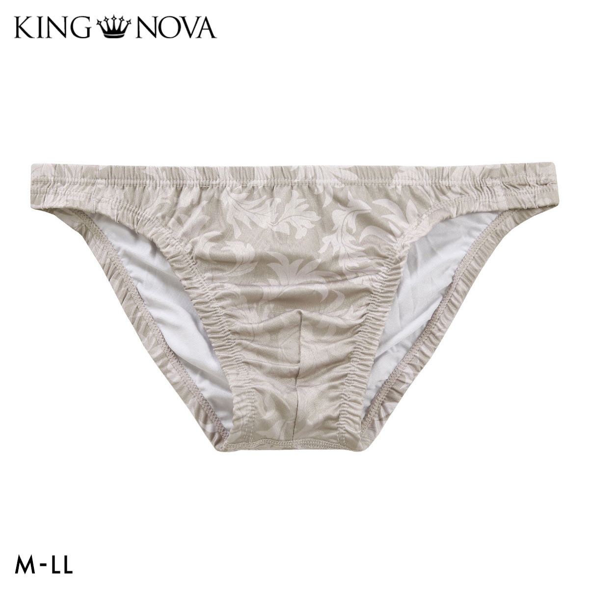 キングノバ アイビー柄 ビキニ フルバック メンズ 前とじ M L LL パンツ ブリーフ ブーメラン KING NOVA(GG-グレージュ-M)