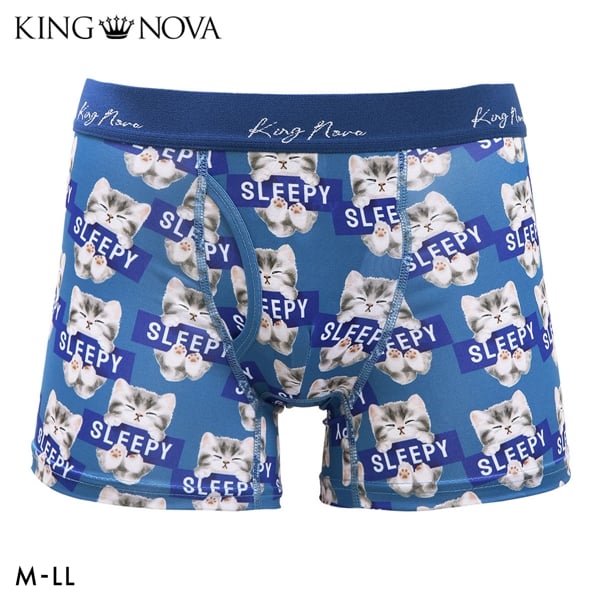 キングノバ ねこ柄 ボクサーパンツ メンズ 前あき M L LL ストレッチ プリント 大きいサイズ 贈り物 ギフト KING NOVA