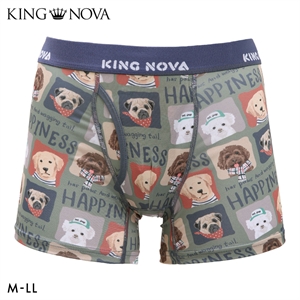 キングノバ わんこ柄 ボクサーパンツ メンズ 前あき M L LL ストレッチ プリント 大きいサイズ 贈り物 ギフト KING NOVA