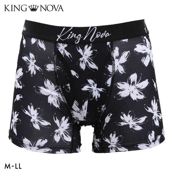 キングノバ 花柄 ボクサーパンツ メンズ 前あき M L LL ストレッチ プリント 大きいサイズ 贈り物 ギフト KING NOVA