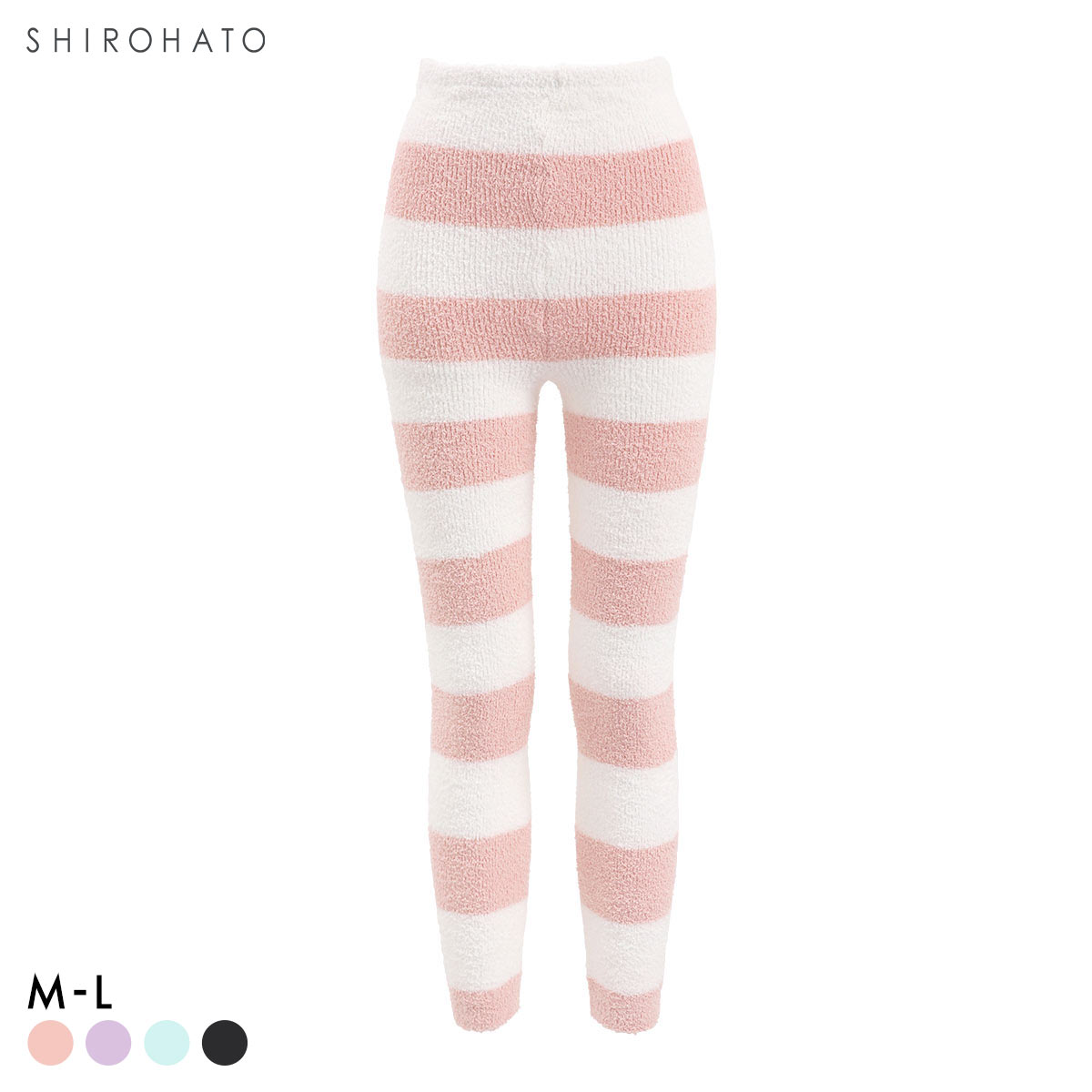 ふわふわレギンス あったかボトム ニットパンツ M L 毛パン 足首丈 ロング丈 保温 冷え対策 スパッツ ルームウェア パジャマ(PI-ピンク-M)