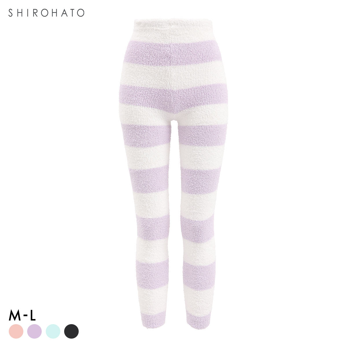 ふわふわレギンス あったかボトム ニットパンツ M L 毛パン 足首丈 ロング丈 保温 冷え対策 スパッツ ルームウェア パジャマ(PU-パープル-M)