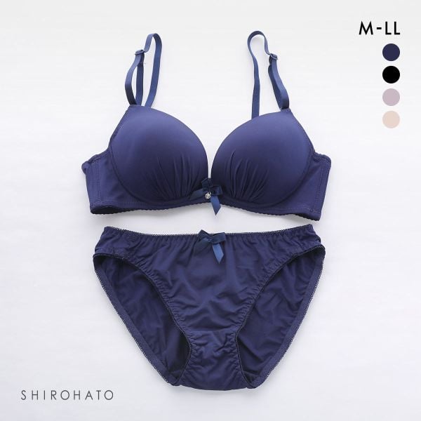 谷間×ノンワイヤー モールドカップ ブラジャー＆ショーツセット ワイヤレスブラ