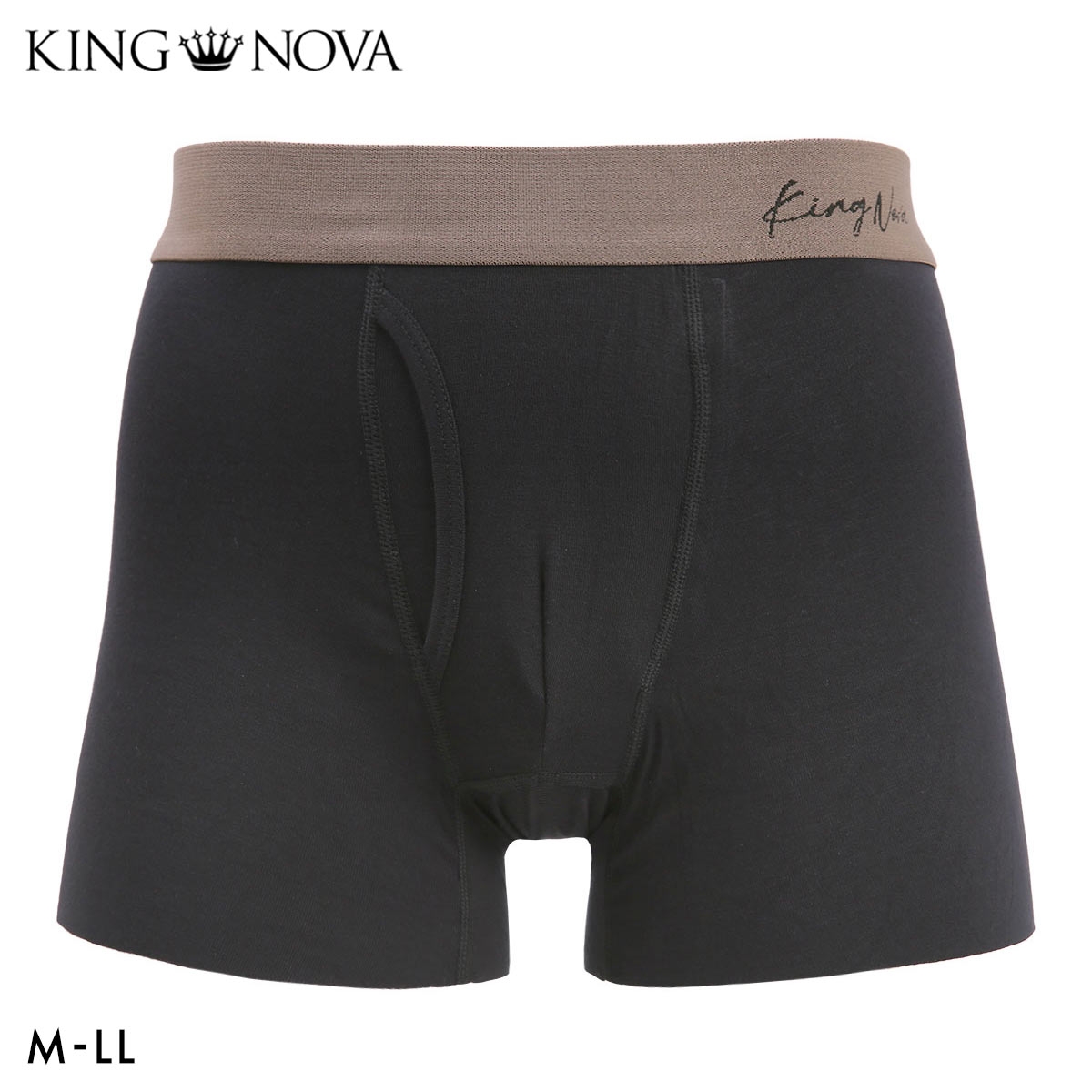 キングノバ レーヨン ボクサーパンツ メンズ 前あき 無地 定番 KING NOVA(BK-ブラック-M)