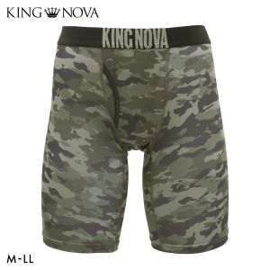 キングノバ 迷彩柄 5分丈 ロングボクサーパンツ メンズ 前あき M L LL ストレッチ 大きいサイズ KING NOVA