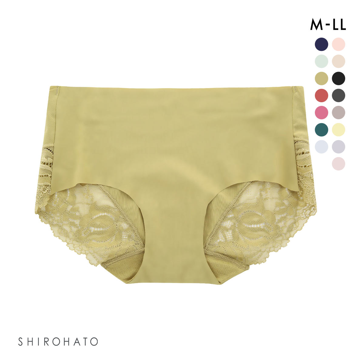 レディース シームレス ボクサー 無地 バックレース 単品(MS-マスタード-M)