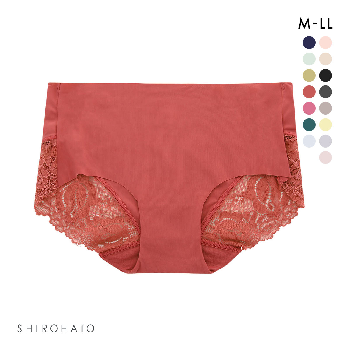 レディース シームレス ボクサー 無地 バックレース 単品(RE-レッド-M)