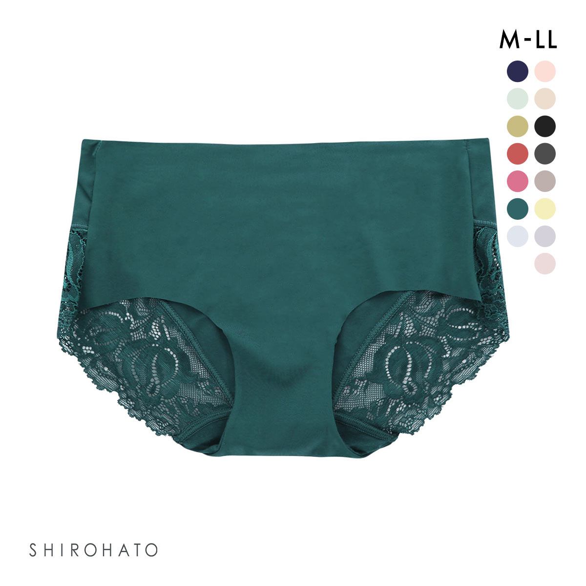 レディース シームレス ボクサー 無地 バックレース 単品(GR-グリーン-M)
