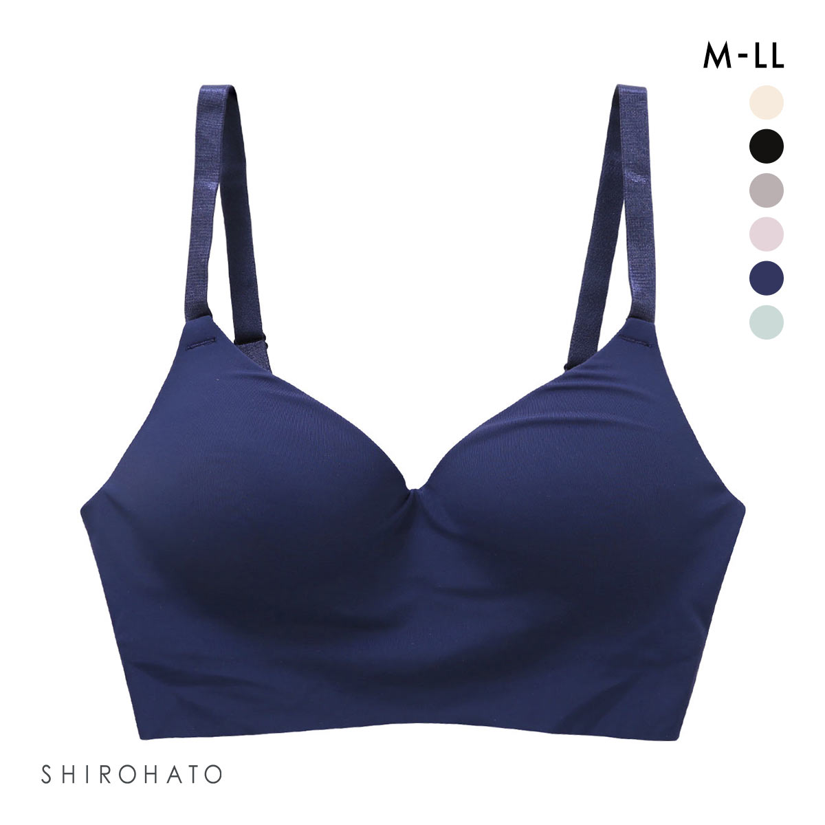 ブラジャー ノンワイヤー 新感覚やみつきブラ ワイヤレスブラ しっとりなめらか 単品(NV-ネイビー-M)