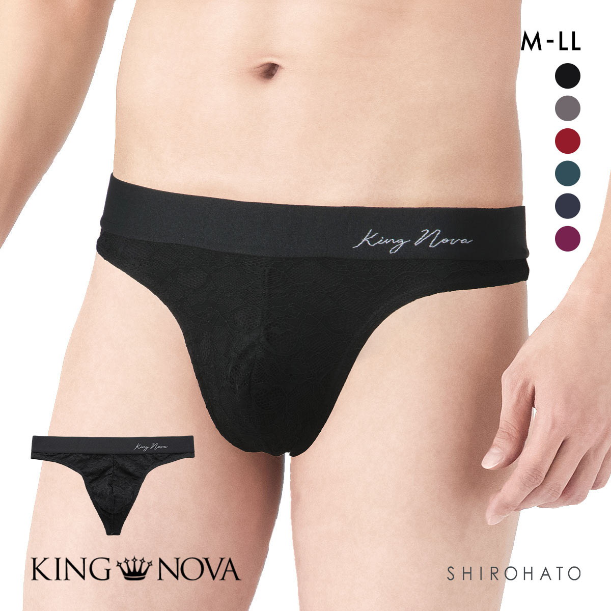 キングノバ KING NOVA レース Tバック パンツ メンズ 無地(BK-ブラック-M)