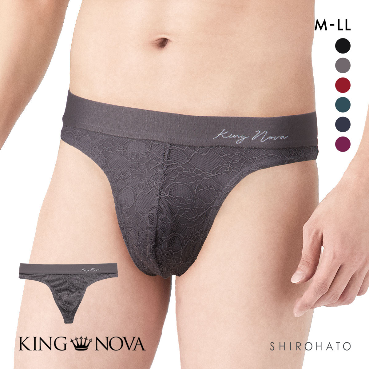 キングノバ KING NOVA レース Tバック パンツ メンズ 無地(DGY-濃グレー-M)