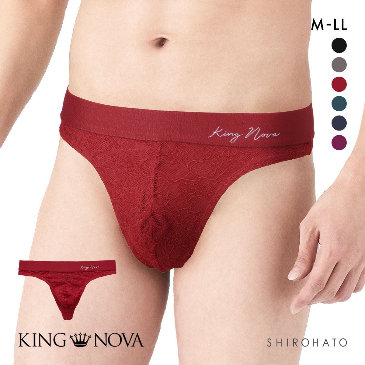 キングノバ KING NOVA レース Tバック パンツ メンズ 無地(RE-レッド-M)