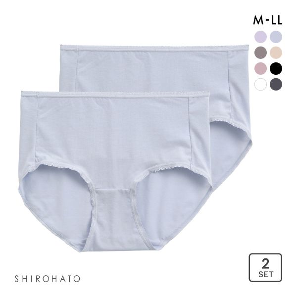 綿混ショーツ ノーマル ショーツ 2P 2枚セット すっぽり 深履き ハイウエスト