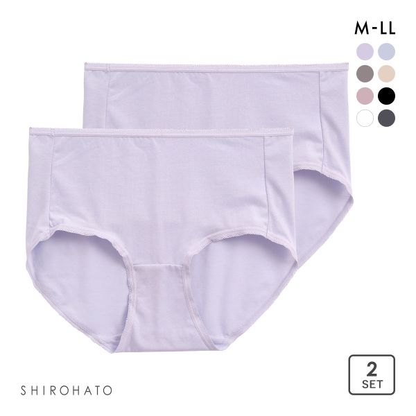 綿混ショーツ ノーマル ショーツ 2P 2枚セット すっぽり 深履き ハイウエスト