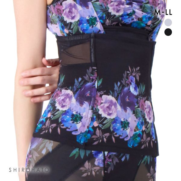 ホック付き ウエストニッパー コルセット 補正下着 花柄