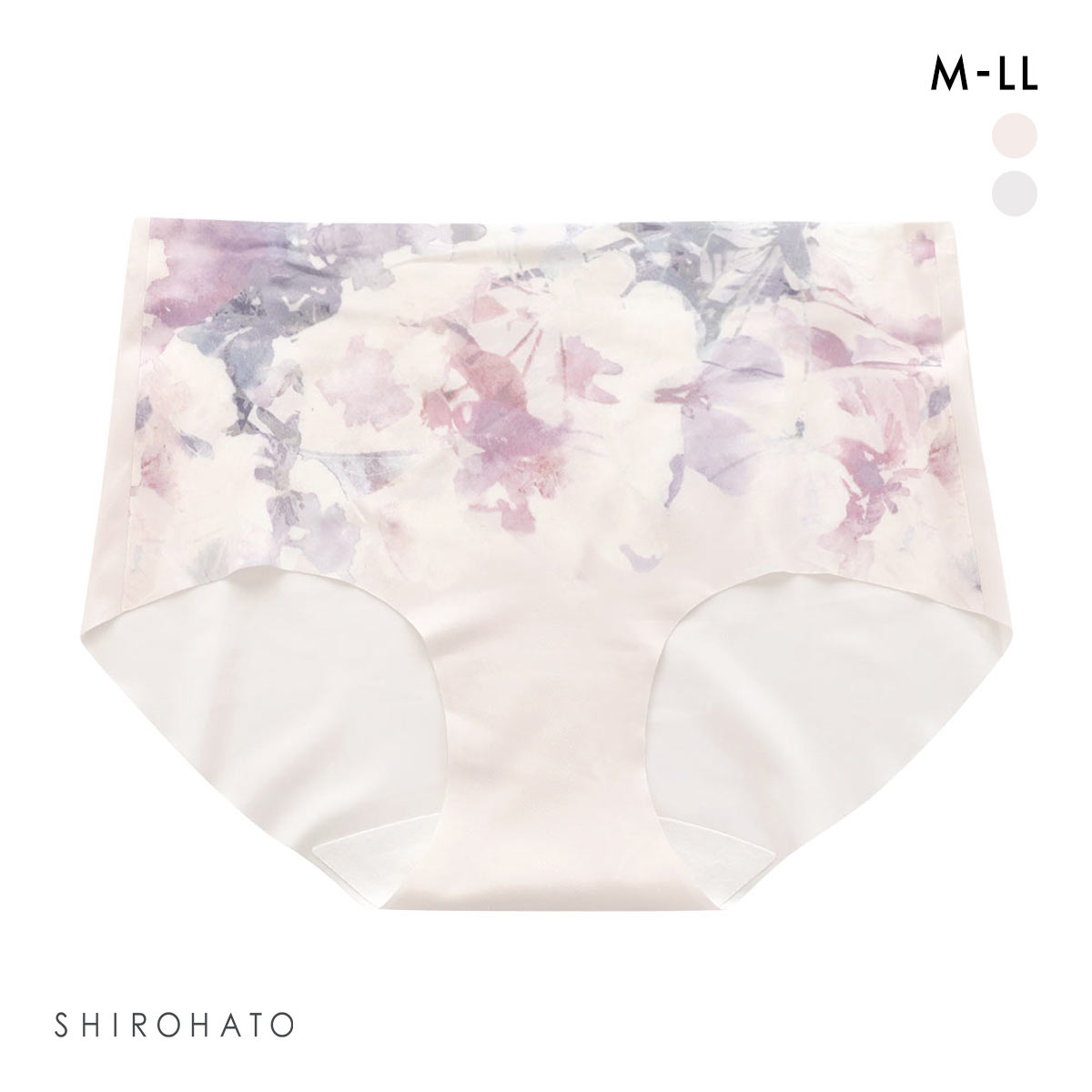 縫い目がない フラワープリント シームレス ショーツ スタンダードショーツ リブ ストレッチ ひびきにくい 大きいサイズ(LBE-薄ベージュ-M)