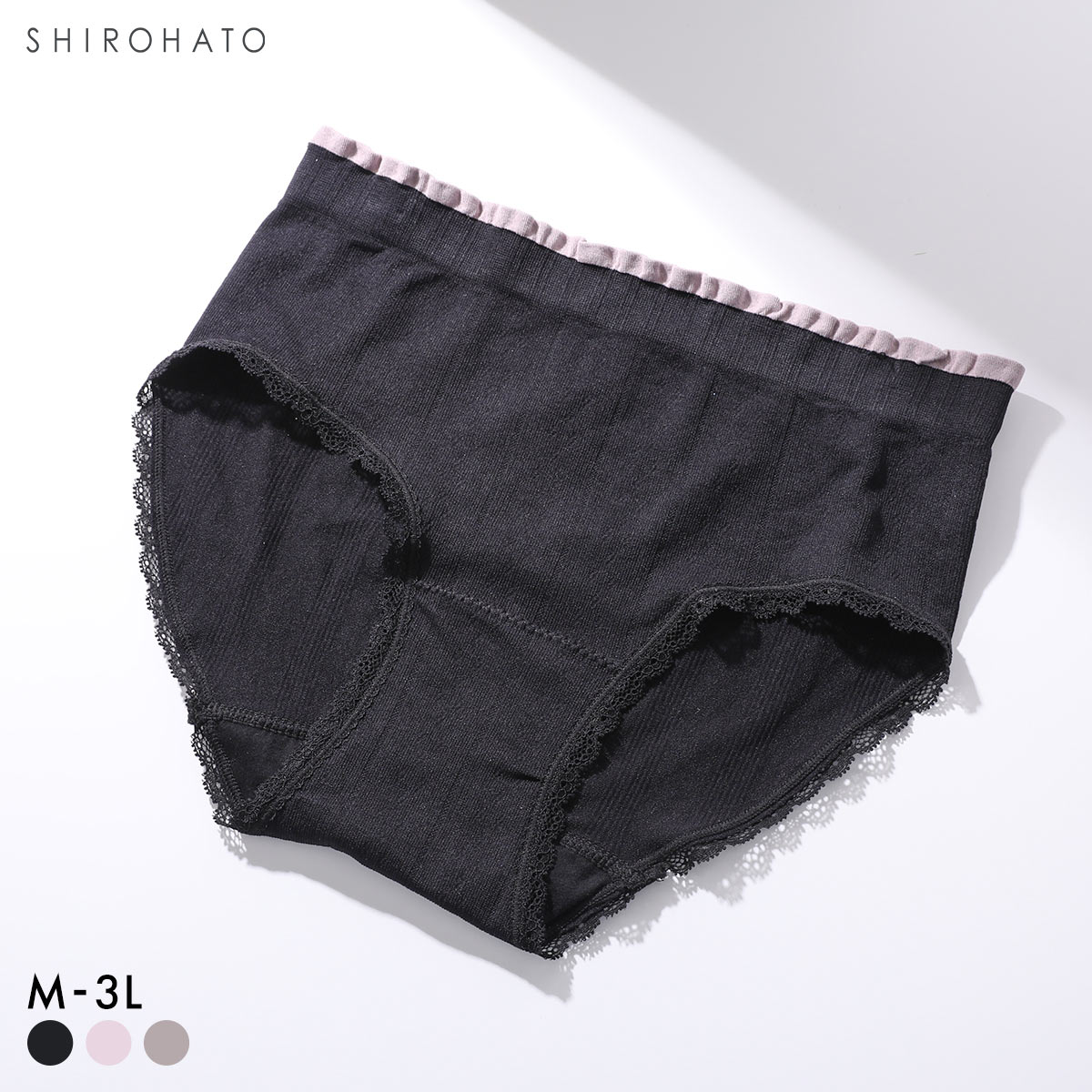 マイティショーツ 柄ニット生地 スタンダードショーツ リブ ストレッチ 大きいサイズ