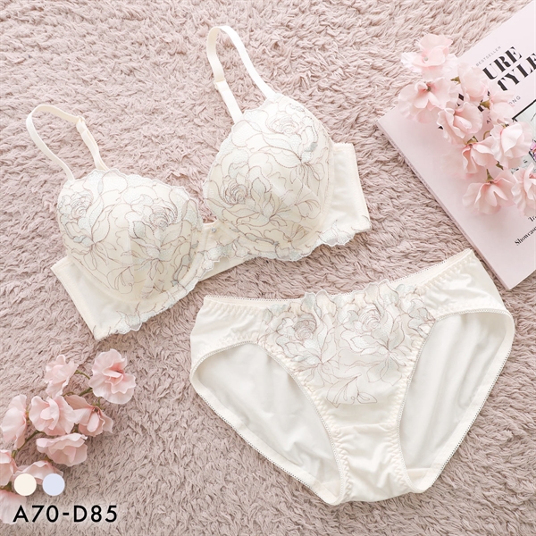 ルルモアナ 脇高花柄チュール ブラセット ABCD ブラジャー ショーツ セット 大きいサイズ LULUMOANA