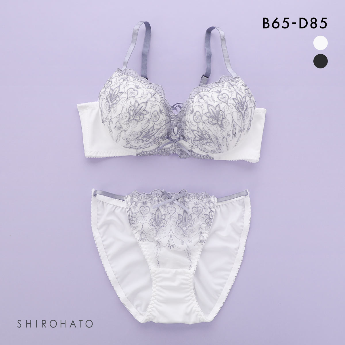 スパイシー 脇高 アラベスク×編み上げレースアップ ブラセット BCD65-85 ブラジャー ショーツ セット SPICY(WH-ホワイト-B65-M)