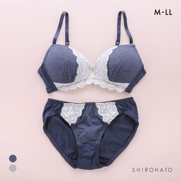 にゃちゅらるリラックス ボーラーコットンレース ノンワイヤー ブラセット M L LL ブラジャー ショーツ セット ワイヤレス 快適