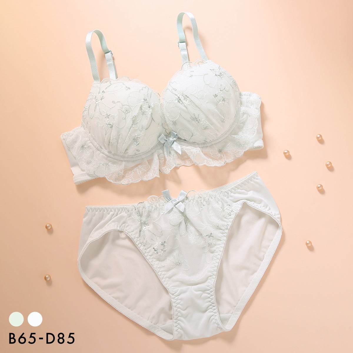 ジュリアンジェ 花柄マルチ柄 ブラセット BCD65-85 大きいサイズ 谷間 ブラジャー ショーツ セット 脇寄せ 盛り Juliange