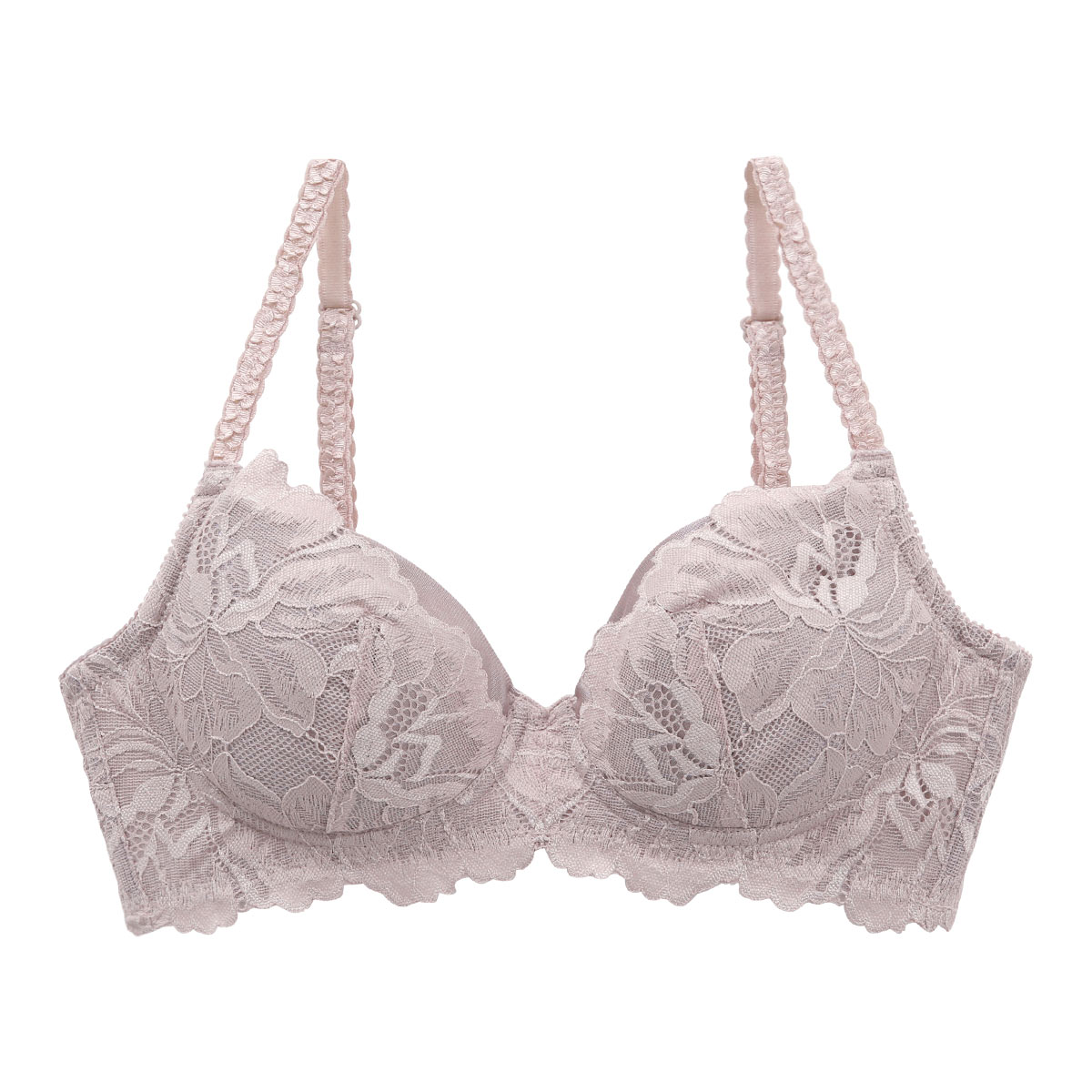 ブラジャー ふっくら谷間メイクブラ 脇高 ノンワイヤー 単品(BR-ブラウン-M)