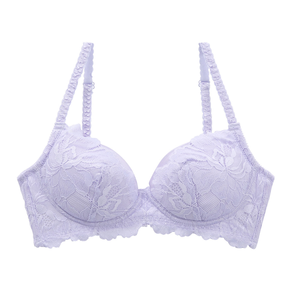 ブラジャー ふっくら谷間メイクブラ 脇高 ノンワイヤー 単品(LV-ラベンダー-M)