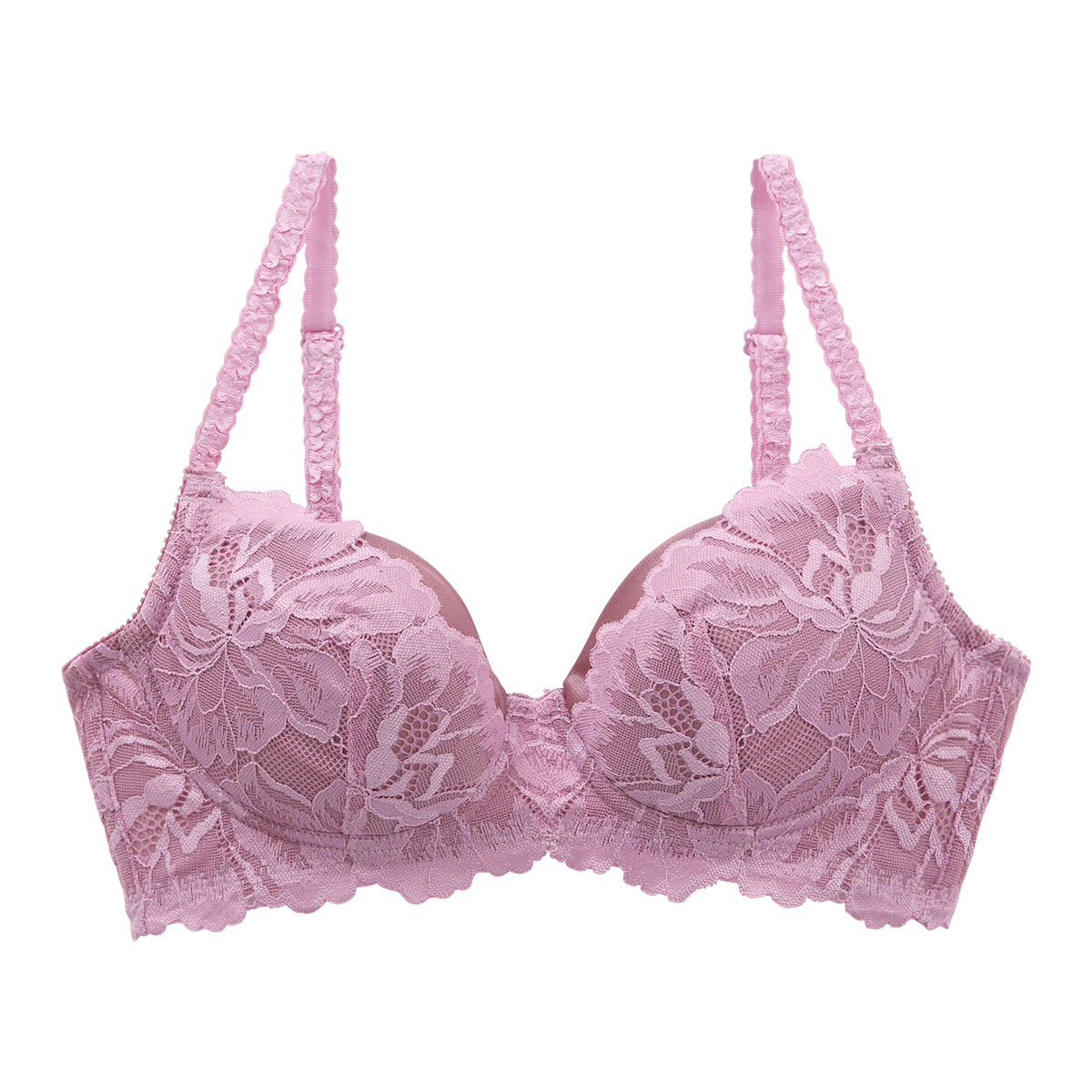 ブラジャー ふっくら谷間メイクブラ 脇高 ノンワイヤー 単品(SB-ストロベリー-M)