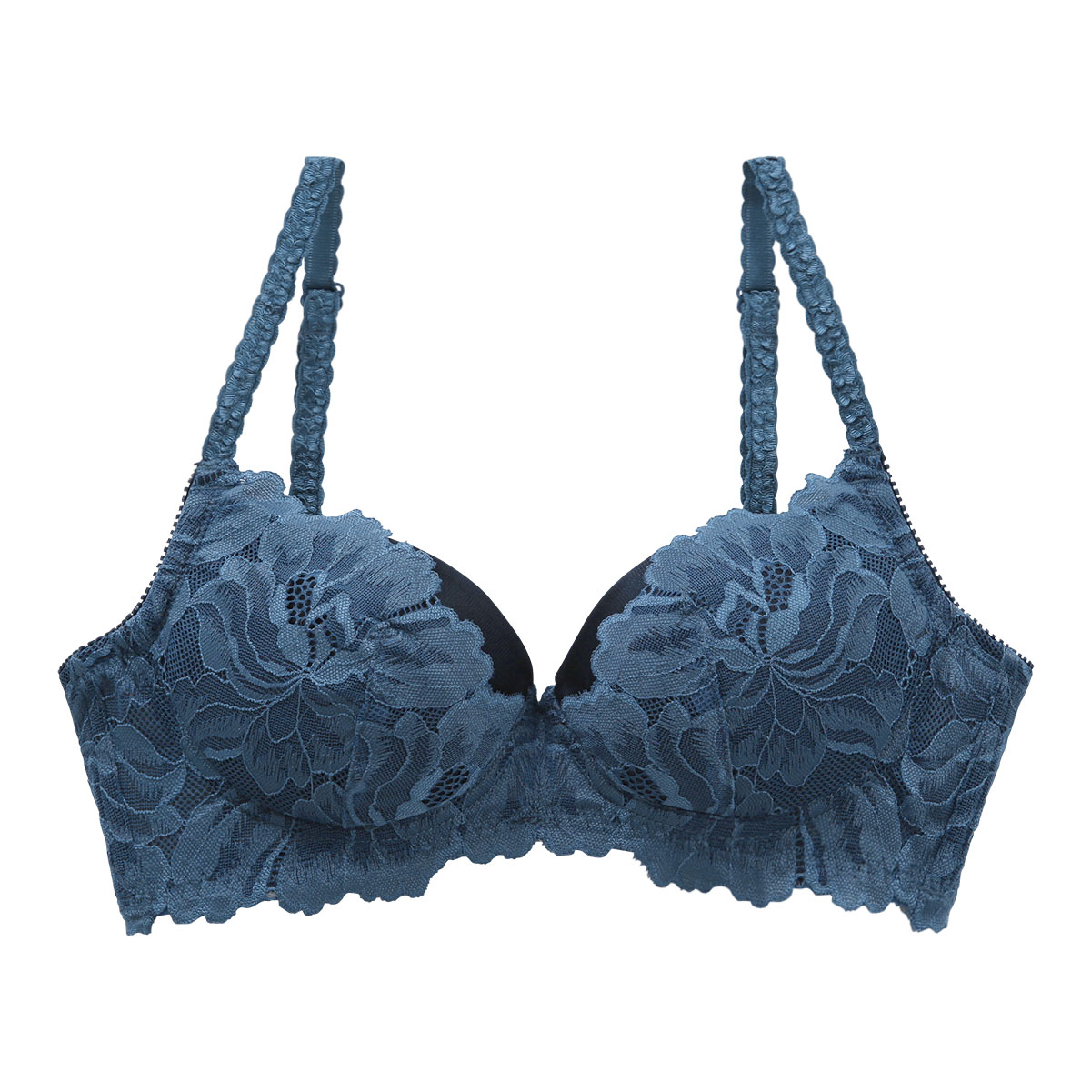 ブラジャー ふっくら谷間メイクブラ 脇高 ノンワイヤー 単品(BGR-ブルーグリーン-M)