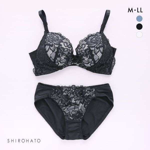 ブラジャー ショーツ セット ノンワイヤー 脇高 ナチュラルキープ ストレッチレース