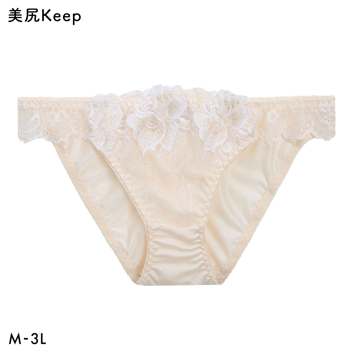 大花チュール レース ショーツ 美尻keep 大きいサイズ(LPE-薄ピーチ-M)