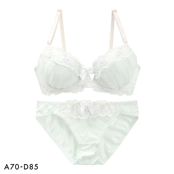 ピュアシェリ 花柄チュール×ハーフ ブラセット ABCD 谷間 盛り 脇寄せ ブラジャー ショーツ セット 大きいサイズ PURECHERIE