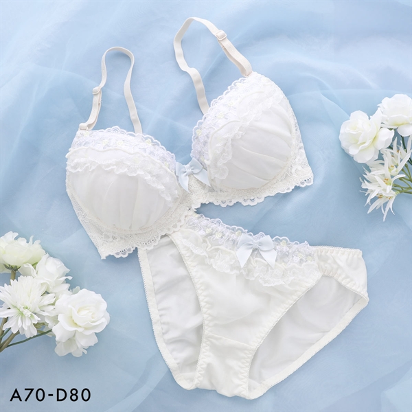 ピュアシェリ 花柄チュール×ハーフ ブラセット ABCD 谷間 盛り 脇寄せ ブラジャー ショーツ セット PURECHERIE