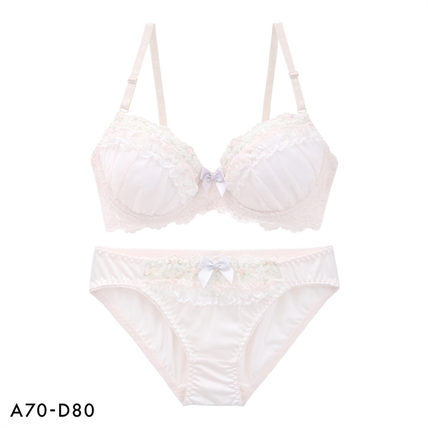 ピュアシェリ 花柄チュール×ハーフ ブラセット ABCD 谷間 盛り 脇寄せ ブラジャー ショーツ セット PURECHERIE