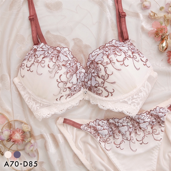 ナチュラルキープ 脇高花柄チュール ブラジャー ショーツ セット NATURAL KEEP