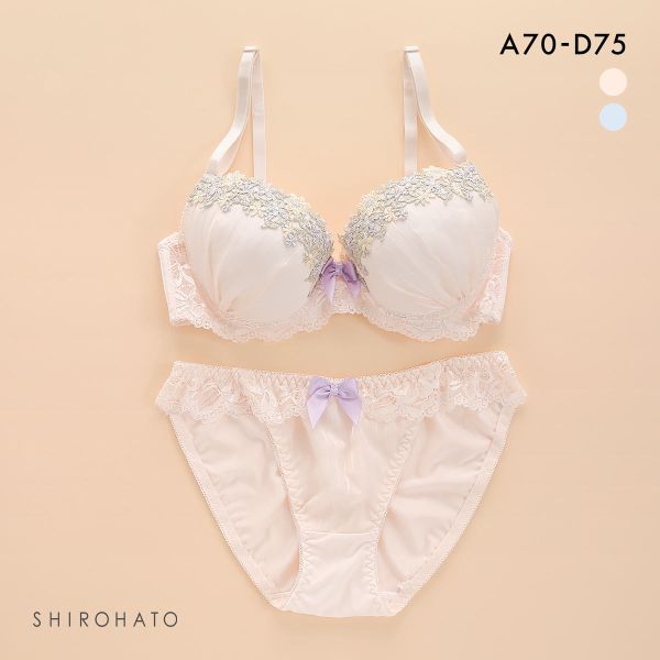 ピュアシェリ PURECHERIE ブラジャー ショーツ セット 脇高 3色ケミカルレース×ラメ入ストライプシフォン ブラショーツセット