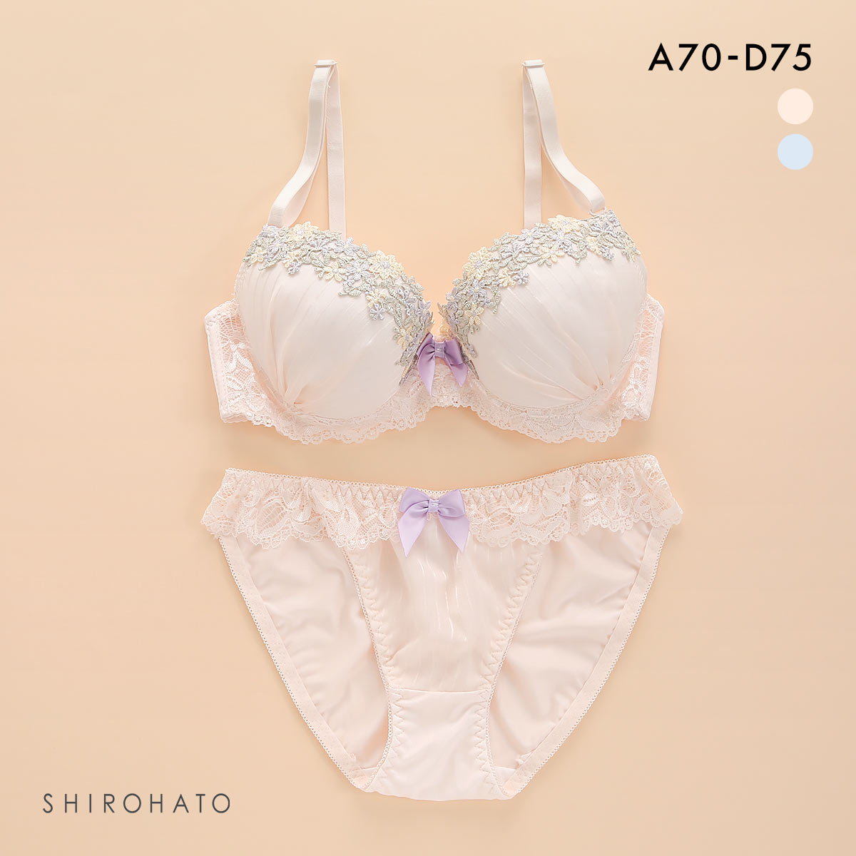 ピュアシェリ PURECHERIE ブラジャー ショーツ セット 脇高 3色ケミカルレース×ラメ入ストライプシフォン ブラショーツセット