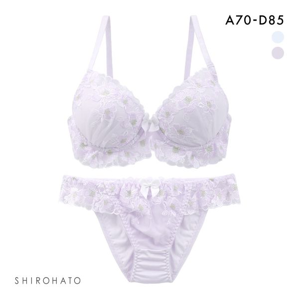 ピュアシェリ ブラジャー ショーツ セット 脇高 ラメフラワー PURECHERIE