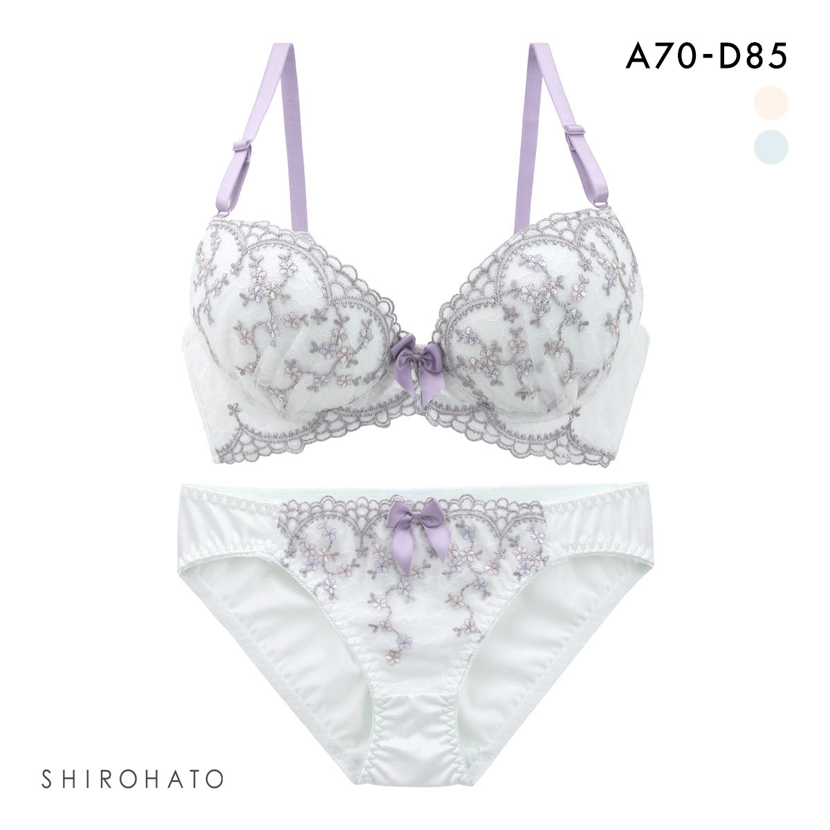 ピュアシェリ ブラジャー ショーツ セット 小花チュール PURECHERIE(MI-ミント-A70-M)