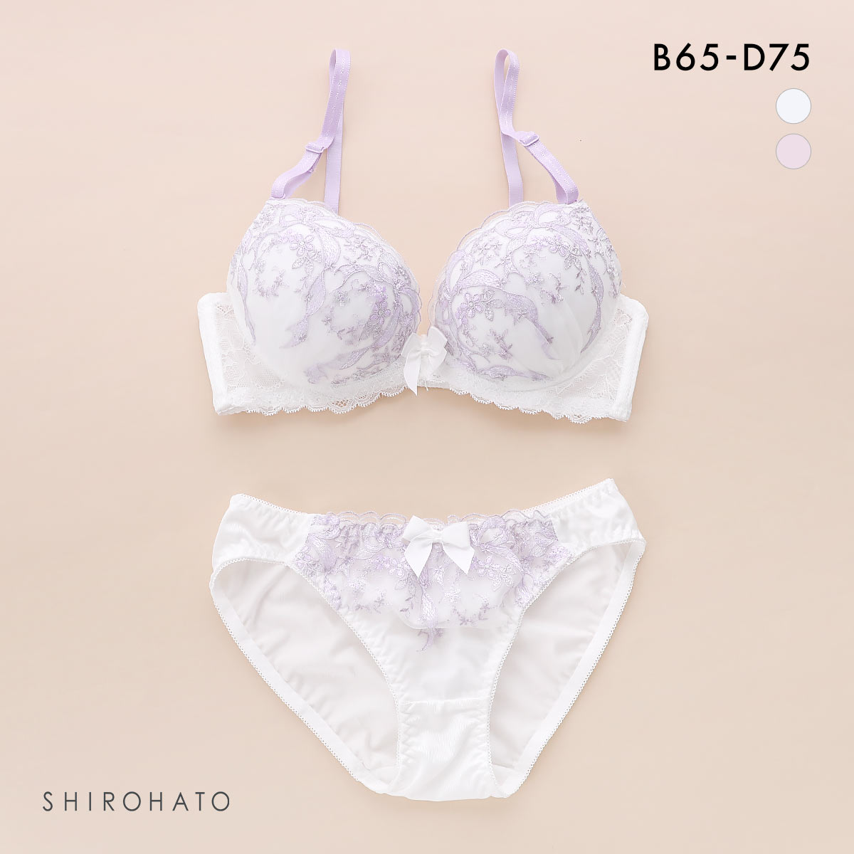 ロマンティックドール ブラショーツセット リボン柄チュールレース Romantic doll(WH-ホワイト-B65-M)