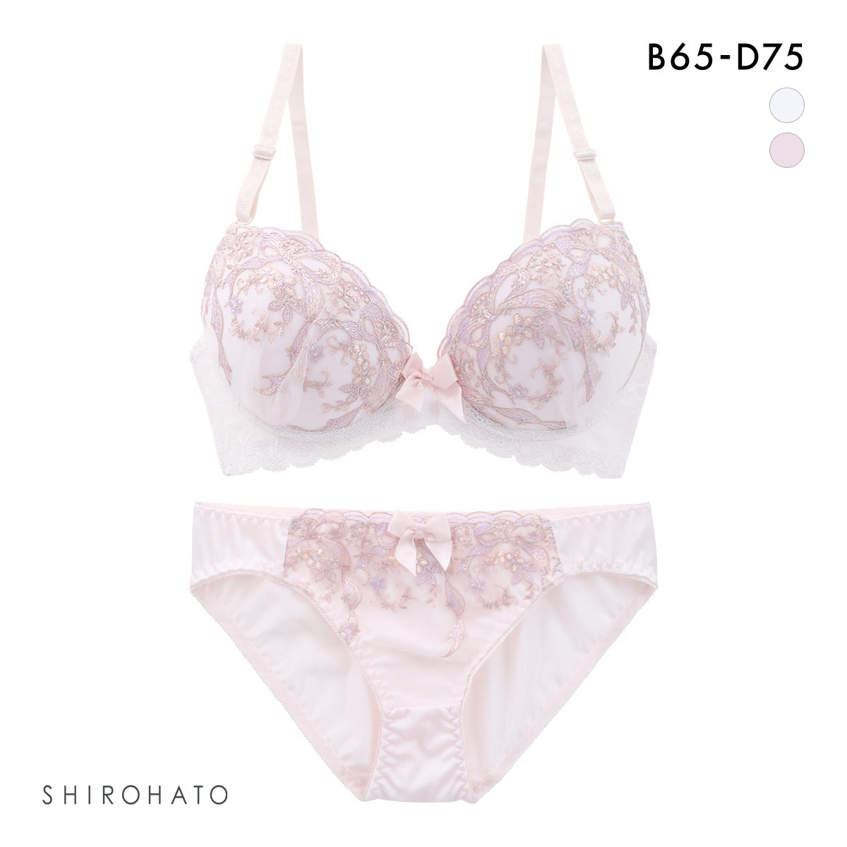 ロマンティックドール ブラショーツセット リボン柄チュールレース Romantic doll(PI-ピンク-B65-M)