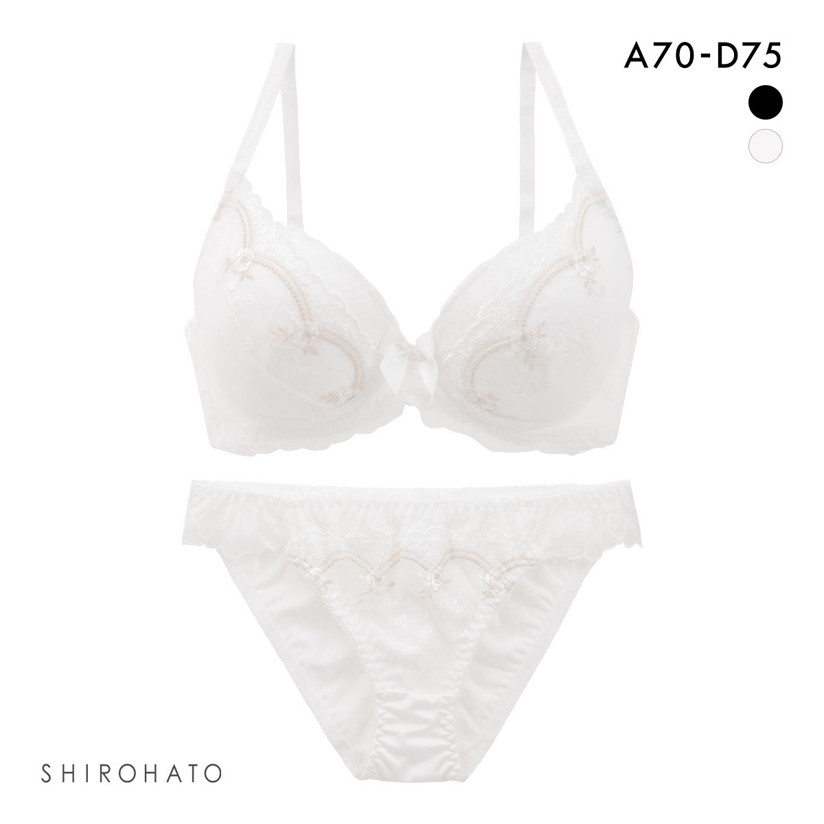 ピュアシェリ ブラジャー ショーツ セット ローズモチーフ PURECHERIE(WH-ホワイト-A70-M)