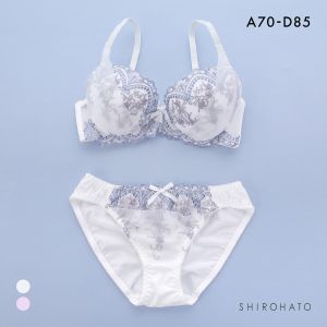 ピュアシェリ 3色小花×シアーヴェール ブラセット ABCD 大きいサイズ 谷間 盛り 脇寄せ ブラジャー ショーツ セット PURECHERIE