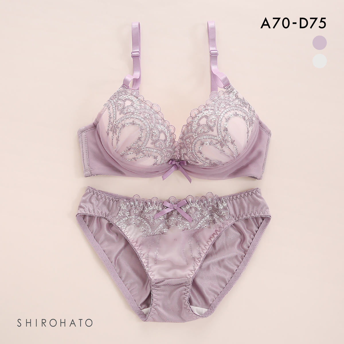ピュアシェリ ブラジャー ショーツ セット 幾何学チュール PURECHERIE(PU-パープル-A70-M)