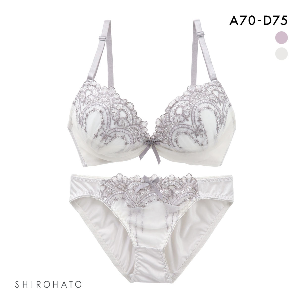 ピュアシェリ ブラジャー ショーツ セット 幾何学チュール PURECHERIE(LGY-薄グレー-A70-M)