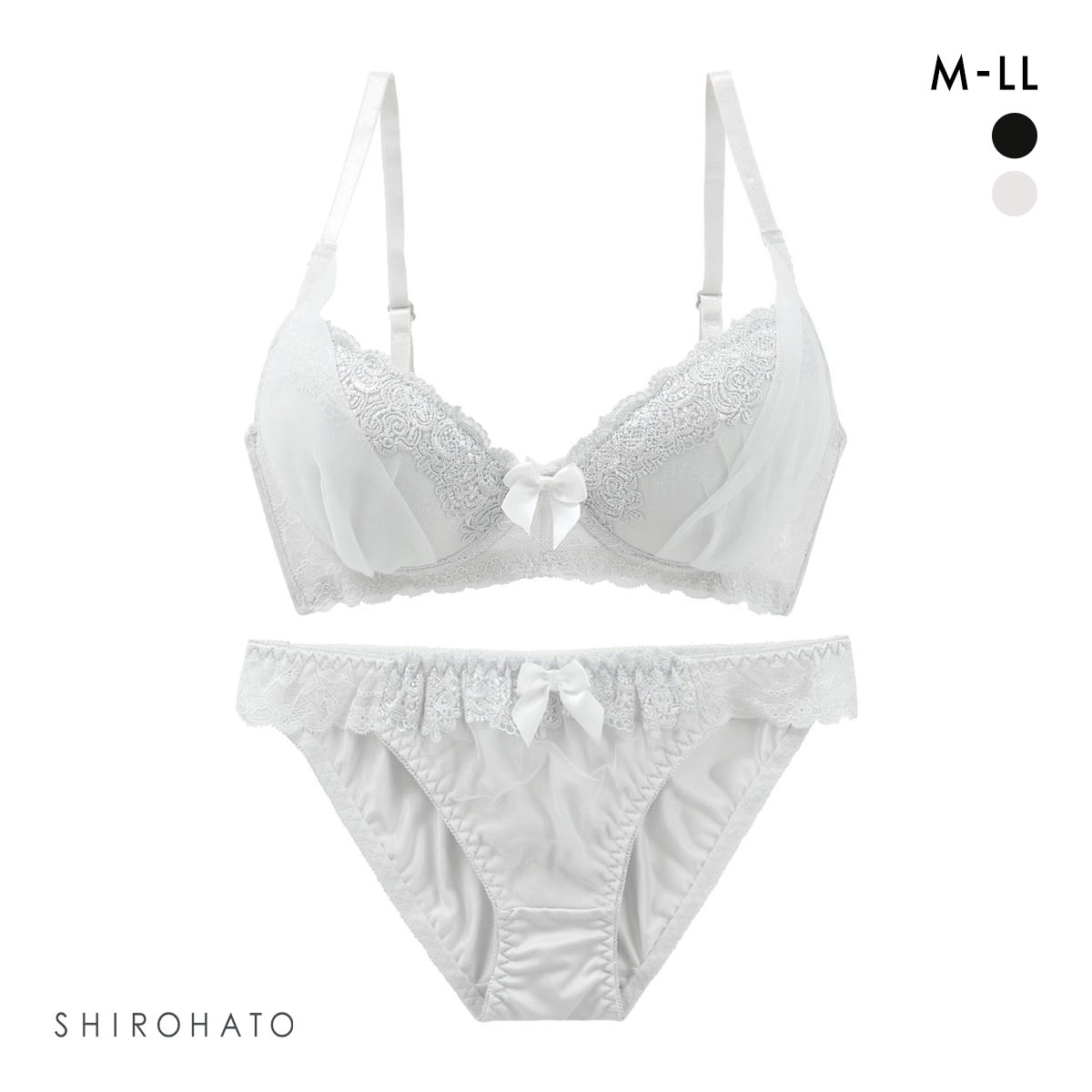 ピュアシェリ ノンワイヤー ブラジャー ショーツ セット エレガントチュール PURECHERIE(LGY-薄グレー-M)