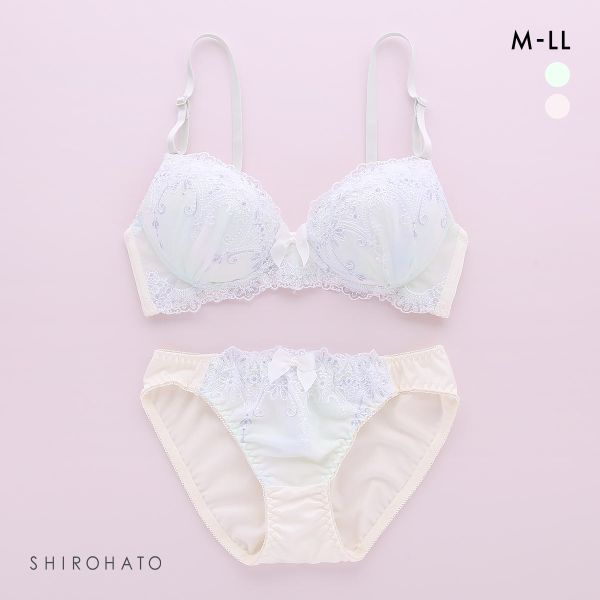 ピュアシェリ ノンワイヤー ブラジャー ショーツ セット グラデーション ラメ入チュールレース PURECHERIE