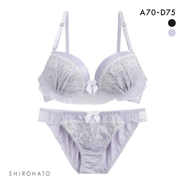 ピュアシェリ ブラジャー ショーツ セット サテン ラメ入チュールレース PURECHERIE